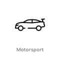 outline motorsport vector icon. isolated black simple line element illustration from transport concept. editable vector stroke