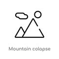 outline mountain colapse vector icon. isolated black simple line element illustration from nature concept. editable vector stroke