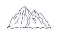 Outline mountains. Icon. Nature, adventure, mountaineering, tourism.