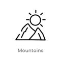 outline mountains vector icon. isolated black simple line element illustration from summer concept. editable vector stroke