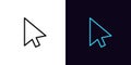 Outline mouse cursor icon, with editable stroke. Computer arrow sign to select and click, interface pointer pictogram. Digital