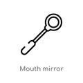 outline mouth mirror vector icon. isolated black simple line element illustration from dentist concept. editable vector stroke