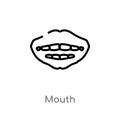 outline mouth vector icon. isolated black simple line element illustration from dentist concept. editable vector stroke mouth icon