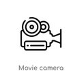 outline movie camera vector icon. isolated black simple line element illustration from cinema concept. editable vector stroke Royalty Free Stock Photo