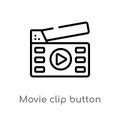 outline movie clip button vector icon. isolated black simple line element illustration from multimedia concept. editable vector Royalty Free Stock Photo