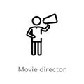 outline movie director vector icon. isolated black simple line element illustration from people concept. editable vector stroke