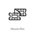 outline movie film vector icon. isolated black simple line element illustration from cinema concept. editable vector stroke movie Royalty Free Stock Photo