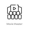 outline movie theater vector icon. isolated black simple line element illustration from cinema concept. editable vector stroke Royalty Free Stock Photo