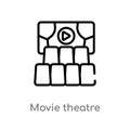 outline movie theatre vector icon. isolated black simple line element illustration from cinema concept. editable vector stroke