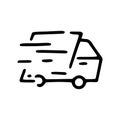 moving truck line vector doodle simple icon Royalty Free Stock Photo