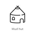 outline mud hut vector icon. isolated black simple line element illustration from culture concept. editable vector stroke mud hut Royalty Free Stock Photo