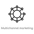 outline multichannel marketing vector icon. isolated black simple line element illustration from technology concept. editable Royalty Free Stock Photo