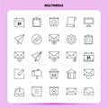 OutLine 25 Multimedia Icon set. Vector Line Style Design Black Icons Set. Linear pictogram pack. Web and Mobile Business ideas Royalty Free Stock Photo