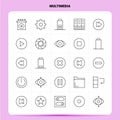 OutLine 25 Multimedia Icon set. Vector Line Style Design Black Icons Set. Linear pictogram pack. Web and Mobile Business ideas Royalty Free Stock Photo