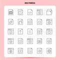 OutLine 25 Multimedia Icon set. Vector Line Style Design Black Icons Set. Linear pictogram pack. Web and Mobile Business ideas Royalty Free Stock Photo