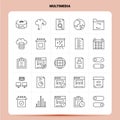 OutLine 25 Multimedia Icon set. Vector Line Style Design Black Icons Set. Linear pictogram pack. Web and Mobile Business ideas Royalty Free Stock Photo