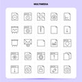 OutLine 25 Multimedia Icon set. Vector Line Style Design Black Icons Set. Linear pictogram pack. Web and Mobile Business ideas Royalty Free Stock Photo