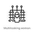 outline multitasking woman vector icon. isolated black simple line element illustration from business concept. editable vector