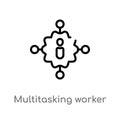 outline multitasking worker vector icon. isolated black simple line element illustration from user interface concept. editable