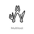 outline multitool vector icon. isolated black simple line element illustration from free time concept. editable vector stroke Royalty Free Stock Photo