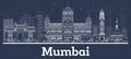 Outline Mumbai India City Skyline with White Buildings