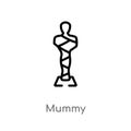 outline mummy vector icon. isolated black simple line element illustration from history concept. editable vector stroke mummy icon