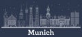 Outline Munich Germany City Skyline with White Buildings Royalty Free Stock Photo