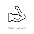 outline muscular arm vector icon. isolated black simple line element illustration from human body parts concept. editable vector Royalty Free Stock Photo