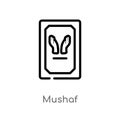 outline mushaf vector icon. isolated black simple line element 