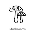 outline mushrooms vector icon. isolated black simple line element illustration from food concept. editable vector stroke mushrooms
