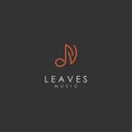 Outline music with leaf logo design inspiration