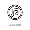outline music note vector icon. isolated black simple line element illustration from discotheque concept. editable vector stroke