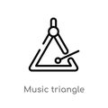 outline music triangle vector icon. isolated black simple line element illustration from music concept. editable vector stroke Royalty Free Stock Photo