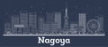 Outline Nagoya Japan City Skyline with White Buildings
