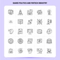 OutLine 25 Naked Politics And Fintech Industry Icon set. Vector Line Style Design Black Icons Set. Linear pictogram pack. Web and