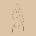 Outline of naked woman is drawn by hand. Sketch. Vector illustration.