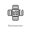 outline nanosensor vector icon. isolated black simple line element illustration from technology concept. editable vector stroke Royalty Free Stock Photo