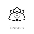 outline narcissus vector icon. isolated black simple line element illustration from nature concept. editable vector stroke