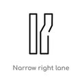 outline narrow right lane vector icon. isolated black simple line element illustration from maps and flags concept. editable