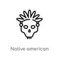 outline native american skull vector icon. isolated black simple line element illustration from culture concept. editable vector