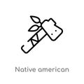 outline native american tomahawk vector icon. isolated black simple line element illustration from culture concept. editable