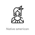 outline native american vector icon. isolated black simple line element illustration from wild west concept. editable vector