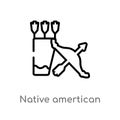 outline native amertican arrows and quiver vector icon. isolated black simple line element illustration from culture concept.