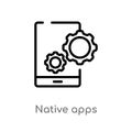 outline native apps vector icon. isolated black simple line element illustration from technology concept. editable vector stroke