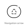 outline navigation arrow with broken line vector icon. isolated black simple line element illustration from user interface concept