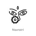 outline navratri vector icon. isolated black simple line element illustration from india concept. editable vector stroke navratri