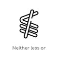 outline neither less or exactly equal vector icon. isolated black simple line element illustration from signs concept. editable