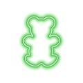 The outline of a neon green bear isolated on white. Toy