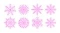 Outline neon pink snowflake .Retro neon Winter.Beautiful Christmas decoration Vector Illustration.