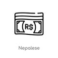 outline nepalese vector icon. isolated black simple line element illustration from business concept. editable vector stroke